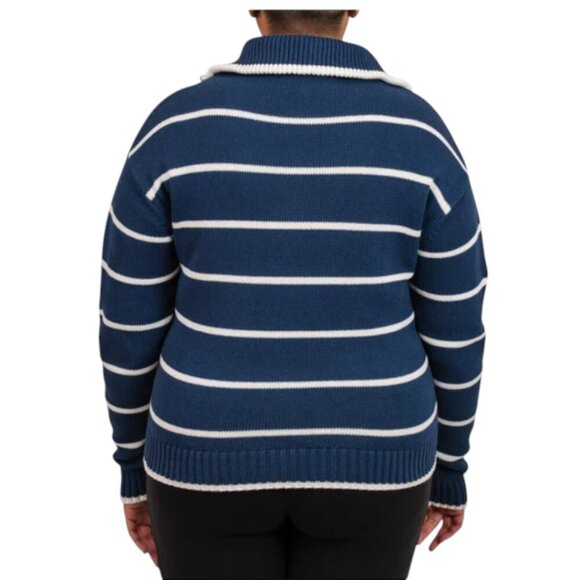 NWOT United Colors of Benetton 1/4 Zip Sweater | Navy - Picture 4 of 8